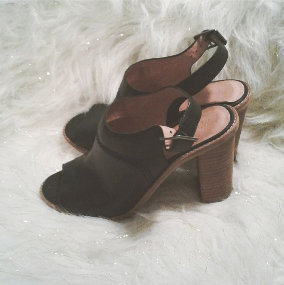 Madewell stacked-heel mules